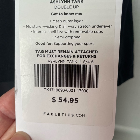Fabletics Ashlynn Double Up Tank NWT -Small (4/6) - Picture 3 of 3